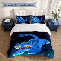 Derpy Tiger 3‑Piece Bedding Set Soft Microfiber Duvet Cover Pillowcases Comfortable Bed Linen for Bedroom Decoration 140cmx200cm white