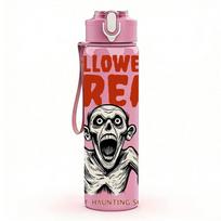 1PC Halloween Scream Monster 750ml Color Plastic Sports Water Bottle Leakproof Flip Straw Lid Suitable for Sports Office Home Use rožinė