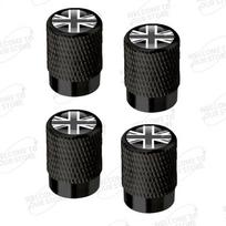 Aluminum For Union Jack Flag Logo Mini Cooper Jaguar Land Rover Vauxhall Lotus 4pcs Car Decor Wheel Tire Valve Caps Stem Cover black