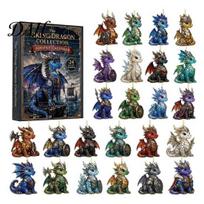 Dragon Themed Collectibles Christmas Advent Calendar 2026, 2D Flat Acrylic Ornaments, Holiday Box 24 Days Countdown Gift for Kids, Fantasy Lovers Tree A black