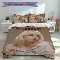 3pcs Custom Name Billie Eilish Set,Includes 1 Duvet Cover and 2 Pillowcases,All-season Bedroom Decor 140cmx210cm