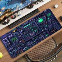 Neon Circuit Tech Cyber City Board Art Large Gaming Mouse Pad Non Slip Rubber Desk Mat For Laptop Keyboard Home Office Workspace 900x400x2mm