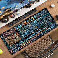 Neon Circuit Tech Cyber City Board Art Large Gaming Mouse Pad Non Slip Rubber Desk Mat For Laptop Keyboard Home Office Workspace 800x300x2mm