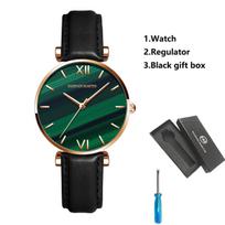 Women Fashion Casual Watches Green Malachite Dial Ladies Japanese Quartz Wristwatch Stainless Steel Strap Waterproof Watches black