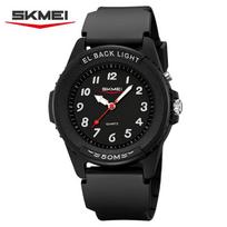 SKMEI 2433 Šviečiantis laikrodis reloj Naujas paprastas lauko kvarcinis laikrodis vyrams ir moterims studentams Sportinis vandeniui atsparus laikrodis Kūrybingas naktinis black