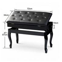 Duet Piano Bench Cushioned Seat Soft for Music Studio, Stage black