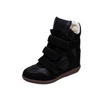 Autumn Velcro Women's Shoes, Color-Blocked Sporty Casual High-Top Shoes 39 juoda