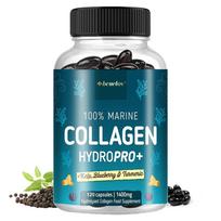 Bcuelov Marine Collagen Hydrolyzed Capsules, with Kelp, Blueberry, Turmeric, Hyaluronic Acid, Vitamins C, E, B2, Biotin, 120 Caps 120 Capsules