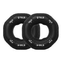 KEBIDU Silicone Adjustable 20-90LB Hand Grip Arm Strength Exercise Gripping Ring Fitness Gym Finger Forearm Trainer Carpal Expander 2pcs 70-90LB black
