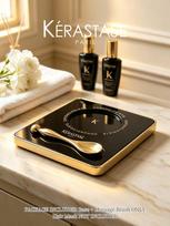 Kerastase Gift Massage Spoon With Storage Tray Set,Black‑Gold Metal‑Feel Applicator for Hair Oil & Facial Skincare black