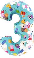 Foil Balloon Number 3, Peppa Pig, 66 Grabo