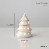 Ceramic Christmas Tree Night Light with Gold-Edged Hollow Stars & Snowflakes - Home Festival Decoration white