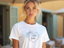 La Vita è Bella T-shirt, Italian La Dolce Vita shirt, Life is Beautiful, Cottagecore, Tuscan Tee, Amalfi Coast, Heart Coquette T M white