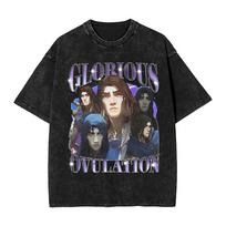 Anime Arcane Viktor Glorious Ovulation Graphic Washed T Shirt Men Vintage Cotton Tshirts Casual Oversized T-shirt Harajuku Tops M black