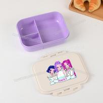 KPOP Demon Hunters Lunch Box for Boy Girl Cute Mira Zoey Jinu Portable Plastic Bento Box with Dinnerware Food Fruit Container