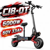 Tifgalop Cl8 elektrinis paspirtukas yra aprūpintas 6000W varikliu, 60V 33Ah baterija, 11 colių visureigio padangomis ir gali nuvažiuoti 100 kilometrų. Cl8-OT-6000W60V33Ah-dd1