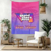 Grand Theft Auto Personalized Name Tapestry Aesthetic Wall Tapestry Ultra-Soft Suitable for Living Room Four Seasons Decor 130cmx150cm pink