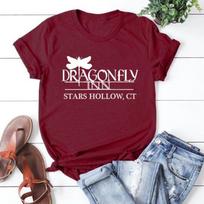Dragonfly Inn Shirt Gilmore Girls TV Show Inspired T Shirt Stars Hollow Graphic Tee Short Sleeve Tshirt S brown