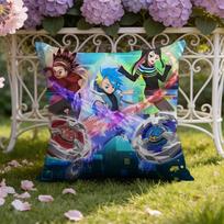 Anime B-Beyblade Cartoon Cushion Cover Home & Car Dual-Scene Pillow Cover: Reversible for Premium Comfort 30X30cm blue