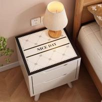 Luxury Floral Bedside Table Mat - Water Absorbent, Non-slip, Stain Resistant, Easily Cleanable, Dustproof Cover 50x50cm white