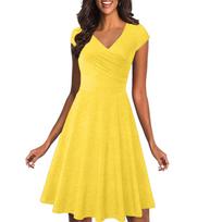 Women's Casual Fashion Print Short Sleeve V-Neck Knee-Length Party Dress XXXXL auksas