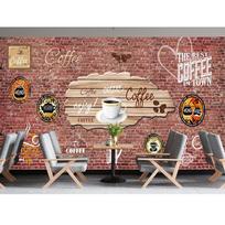 3D Kavos Pupelių Sienų Tapybos Kavinės Parduotuvės Juodos Lentos Sienų Tapyba Kavinės Restorano Gėrimų Baro Tapetų Dekoras 200 cm(W) x 140 cm(H) beige
