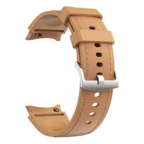 Silikoninė+Odinė apyrankė Samsung Galaxy Watch 7 6 5 4 FE 40mm 44mm Apyrankė Riešo juosta Watch 6 4 Classic 43/47mm 42/46mm Correa 6 Classic 43mm 47mm šviesiai ruda spalva