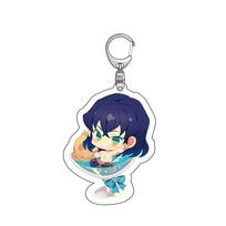 Anime Acrylic Keychain Demon Slayer Nezuko Tanjiro Pendant Cartoon Accessories Merchandise Gift for Fans Cosplay Set 55mm beige