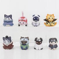 8pcs/set Anime Latest Naruto Kakashi Sasuke Cat Adorable Action Figure Doll Model Playthings great for daily use gray