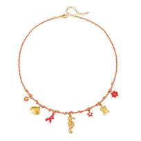 Summer Starfish Pearl Heart Turtle Choker Necklace Dopamine Pendant beige