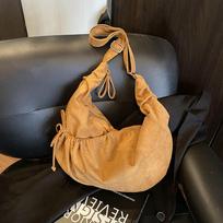 Vintage Suede Dumpling Bag for Women, Large Capacity Shoulder and Crossbody Bag, Autumn and Winter Trendy Casual Commuter Bag Extra Large gray