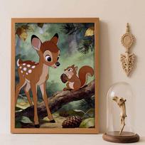 Disney Diamond Art Painting Kit 5D Bambi Squirrel Diamond Painting Dot Art Kit Home Wall Decor Round 20x30cm gray