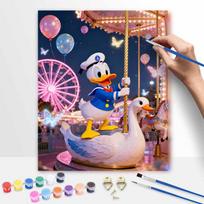Disney Digital Oil Painting Art Kit Donald Duck Carousel Handmade Coloring Painting Home Decor 20x30cm blue
