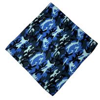 Cotton Hiphop Scarves, Du-rag Bandanas, Headwear, Camouflage Headband, Camping Mask, Gaiters Braga, Hiking Scarves blue