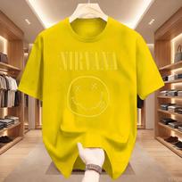 New Nirvana Rock Band Unisexs 100cotton Tshirt Hiphop Style Unisexs and Unisexs Oversized Y2K Tee Casual Loose Outdoor Street 2XL yellow