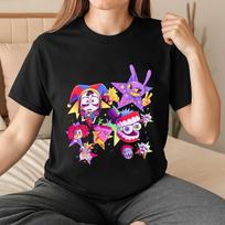 Retro The Amazing Digital Circus Shirt Pomni Jax Caine TADC Character Tee Vintage Cartoon Aesthetic Sweatshirt Unisex Graphic Tee Gift 3XL brown