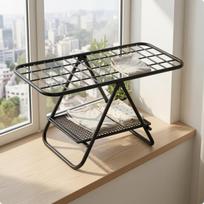 Folding Clothes Drying Rack Space-Saving Compact for Balcony Black black