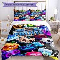 3pcs Blox Fruits Bedding Set Duvet Cover Closure Includes 1 Duvet Cover & 2 Pillowcases, Soft and Comfortable for All Seasons. 135cmx200cm blue