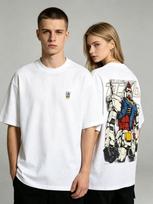 Unisex shirt Cotton Oversize Large Size RX-78-2 Gundam Fit Washed XL white