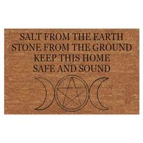 Mystical Wicca Moon Pentacle Salt Earth Stone Protective Spiritual Doormat Anti-Slip Rubber Entryway Front Rug Funny Door Mat 76cmx46cm brown