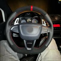 Suede pintas juodos odos vairo užvalkalas Seat Ibiza 6J Mii 2012- raudona