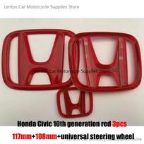 Car Modification d62 Suitable for Honda 10th Accord/Civic Black Red Front Logo Covered Rear Logo Steering Wheel Modification Decor