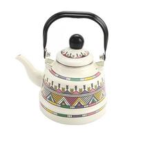 Emalinis virdulys Rankų darbo Senovinis varpelio puodas Vintažinis emalinis arbatinukas Lauko 1.1L-Style 7 white