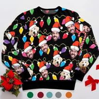 Pasidaryk pats Kalėdinis megztinis su jūsų nuotrauka, 3D spausdinimas, baisus, veidas, šeima, unisex, juokingas paveikslėlis, personalizuota Kalėdų dovana 3XL red