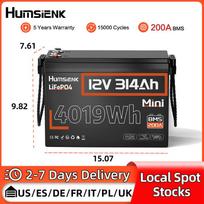 HumsiENK 12V 314Ah LiFePO4 Lithium Battery 200A BMS 15000 Cycles Off-grid/RV/Camp/Marine/Energy Storage/2-Year Warranty/UL 1973