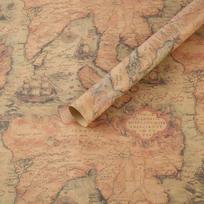 Vintažinis kraft popierius dovanoms - Nostalgiškas retro knygos viršelio dizainas Nostalgic World Map