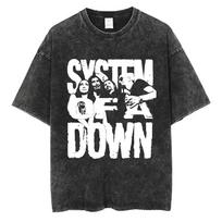 Washed Vintage System of A Down Lonely Day Skeleton Graphic T-shirt Men Rock Oversized T Shirts 90s Alternative Metal T-shirts 5XL black
