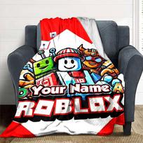 Roblox Personalized Name Blanket Cozy Customizable Blanket Soft Warm Cozy Great for Office Nap Home Decor Sofa All-Season Use 80cmx120cm red