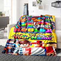 Roblox Personalized Name Blanket Cozy Customizable Blanket Soft Warm Cozy Great for Office Nap Home Decor Sofa All-Season Use 150cmx180cm