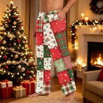Men's Plush Pajama Pants with Christmas Print for Soft Cozy Holiday Loungewear XL balta